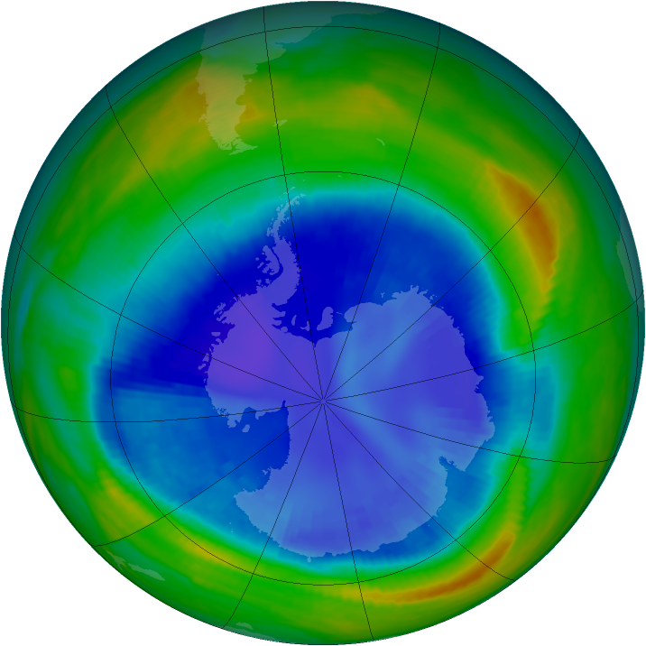 Antarctic ozone map for 30 August 1999